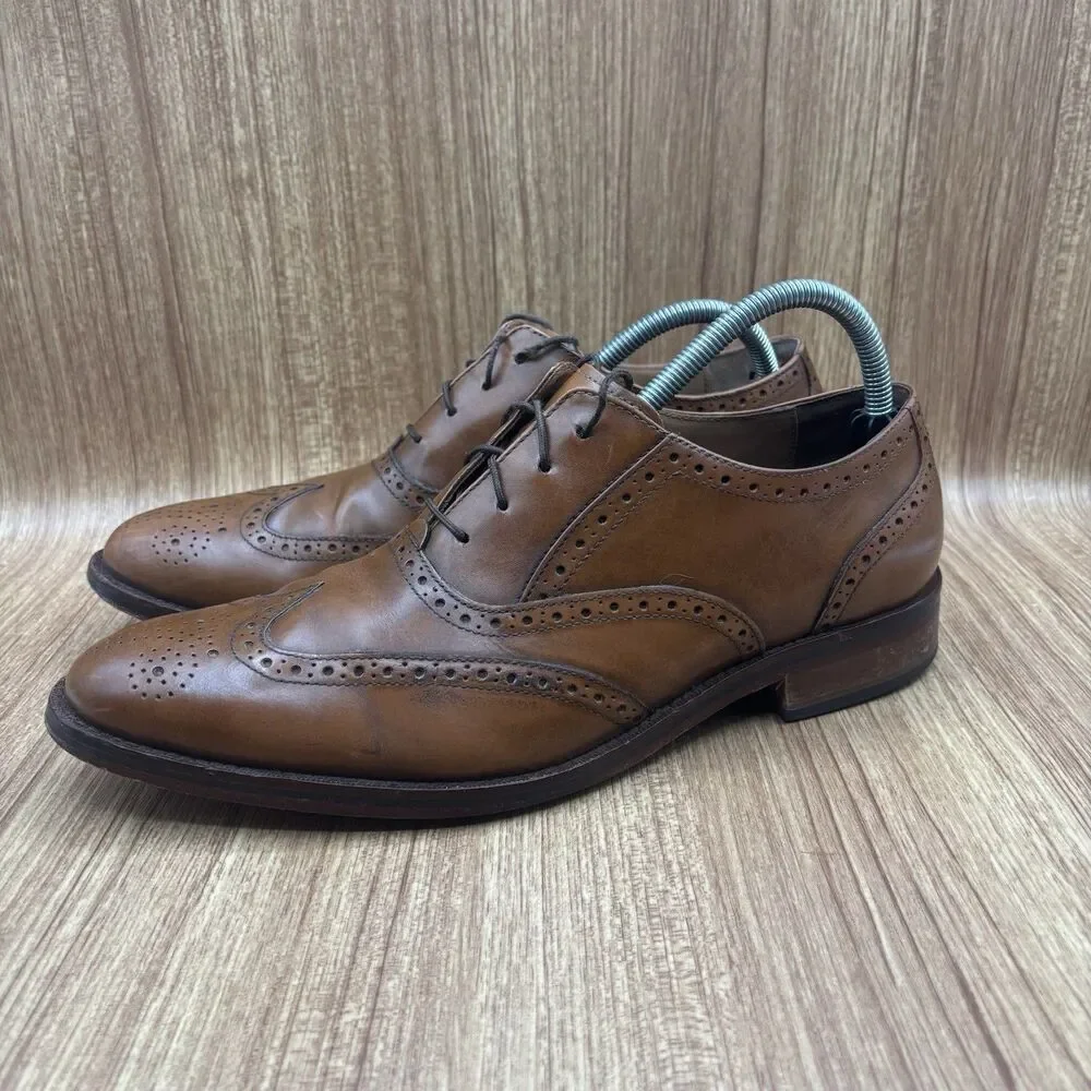 COLE HAAN Walnut Brown Leather‎ Wingtips Brogue Dress Shoes Men's 10 M